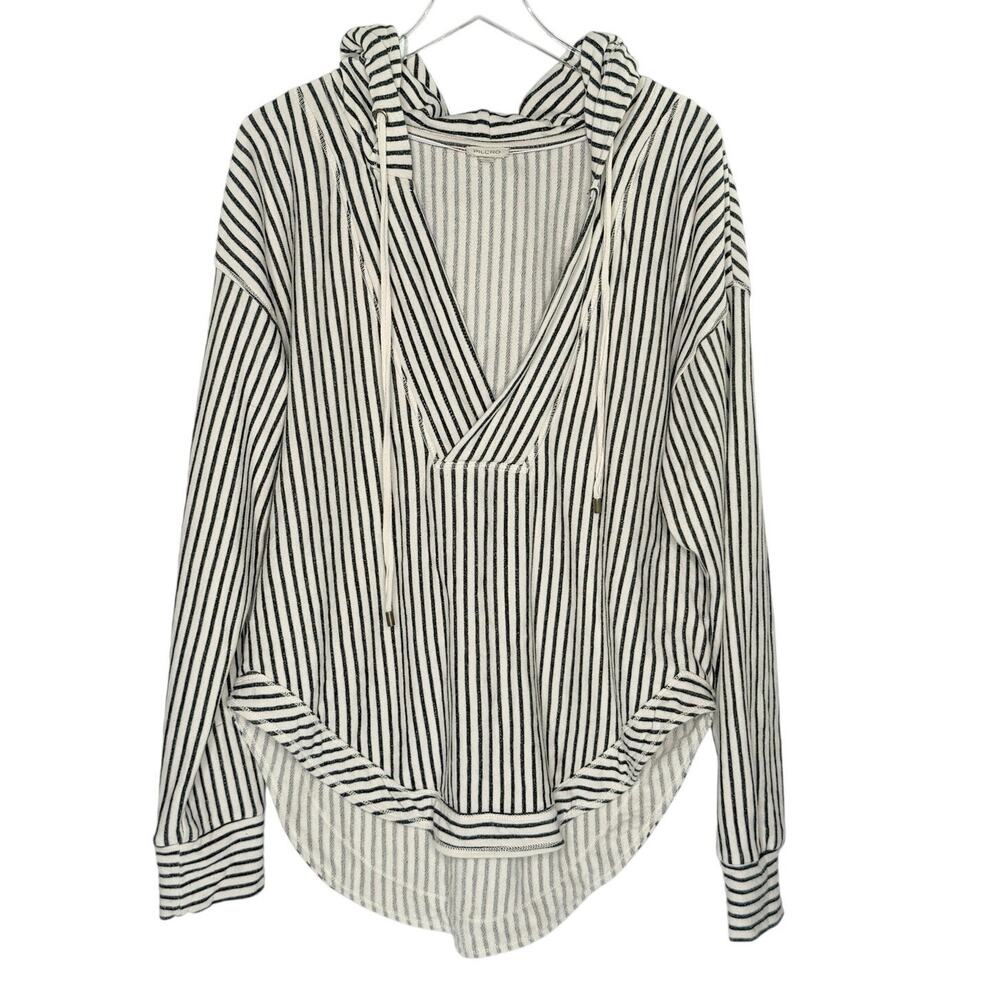 Anthropologie Pilcro Wharfside Hooded Sweatshirt L Relaxed Coastal Chic Striped